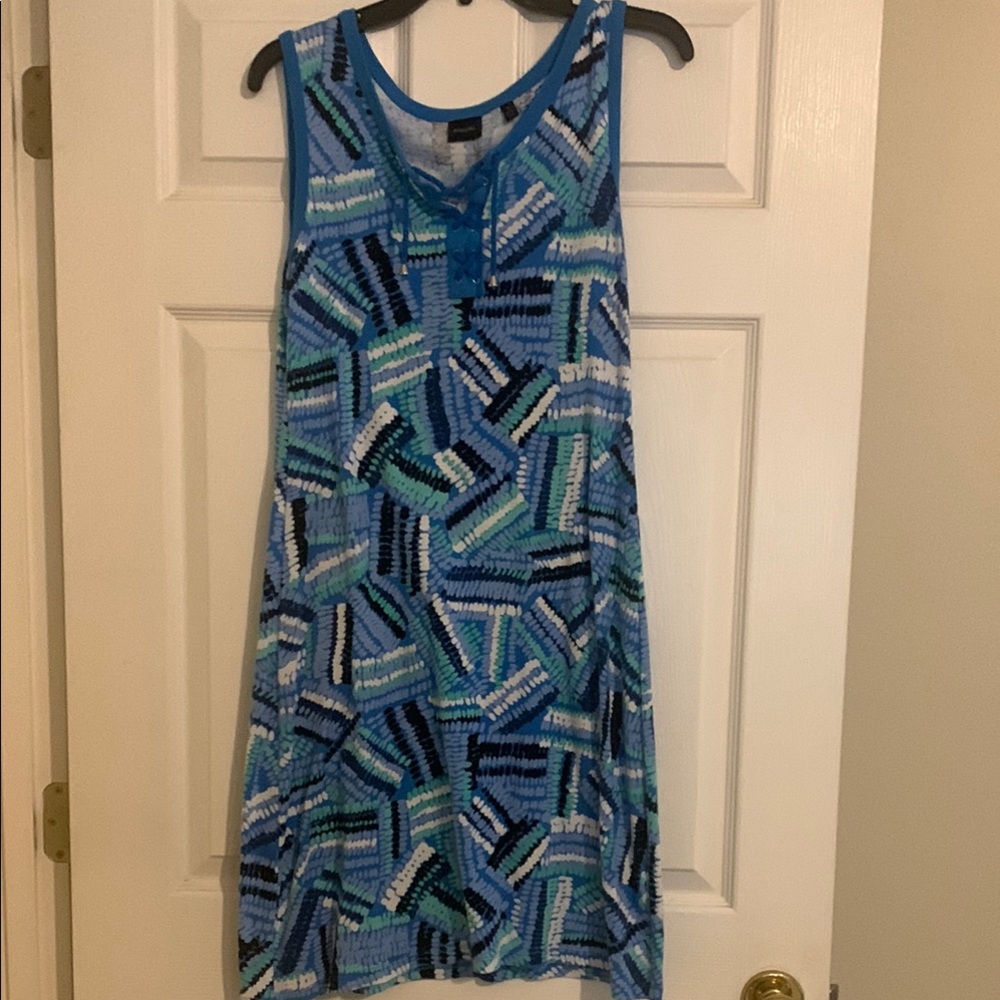 Rafaella Blue Patterned Sleeveless Dress